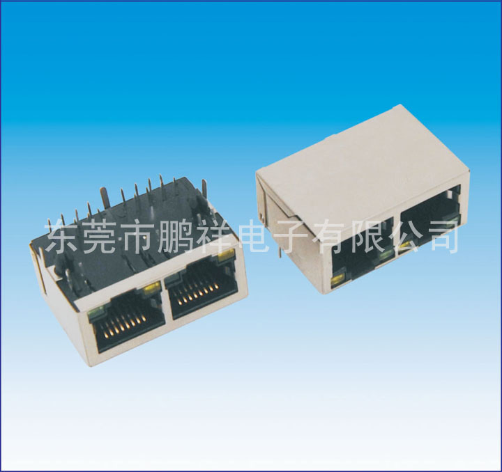 RJ45系列，1X2&nbsp;雙口內(nèi)置變壓器RJ4
